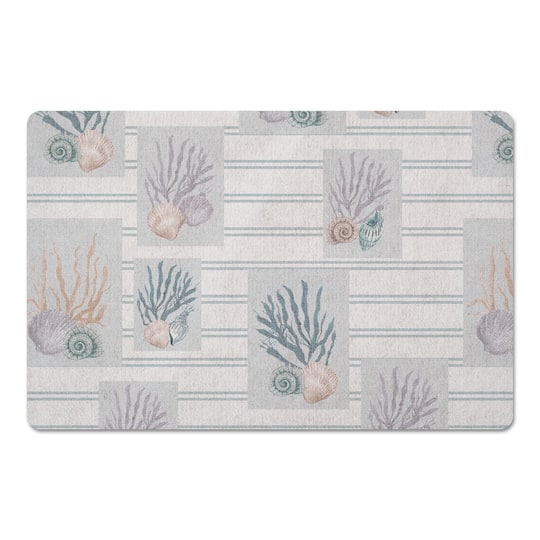 Shell Panels On Stripe Floor Mat